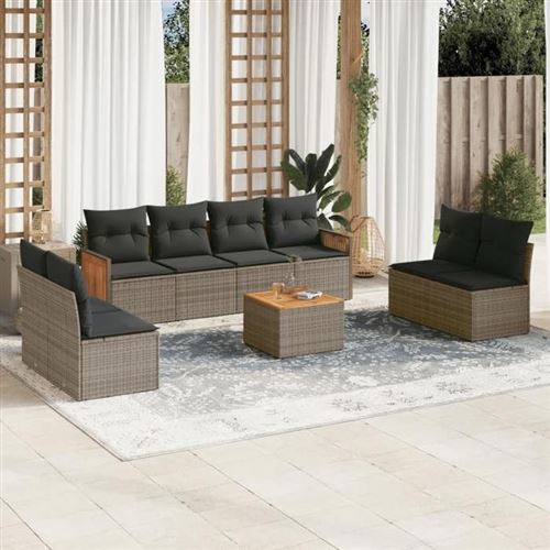 VIDAXL - Salon de jardin - 8 places - Gris - Image 2