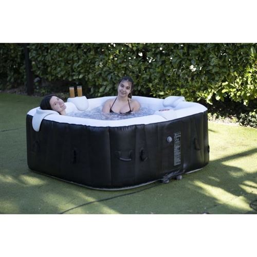SUNSPA - Spa Gonflable 6 personnes carré avec Bandeau LED - Pret en 5 minutes
