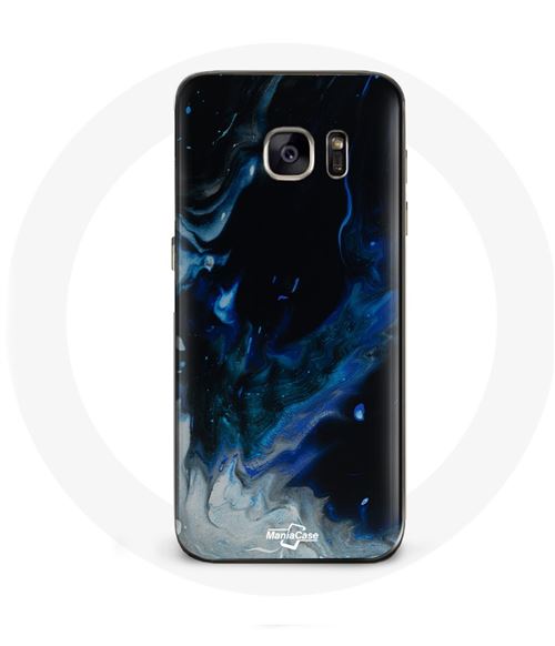 Coque pour Samsung Galaxy S6 Nuages de fumée multicolore de bleu gris et noir sur fond noir Maniacase