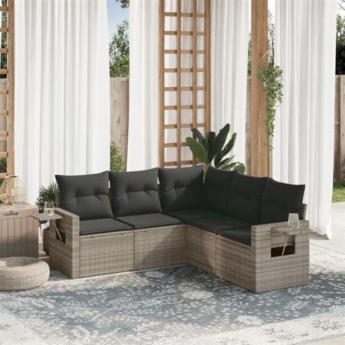 Vidaxl Gris/Clair Vida Xl Salon De Jardin 5 Pcs - Image 3