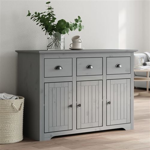 vidaXL Buffet BODO gris 115,5x44x80 cm bois massif de pin