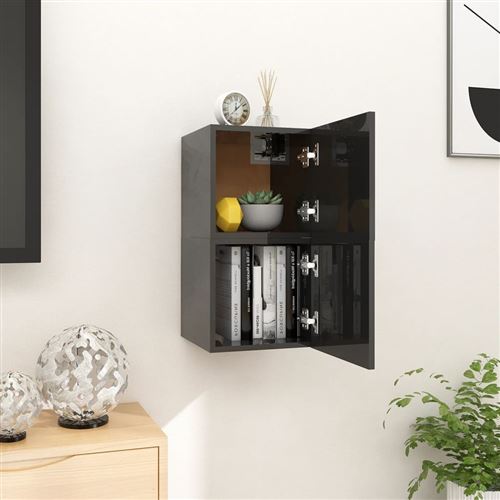 vidaXL Meubles TV muraux 2 pcs Noir brillant 30,5x30x30 cm