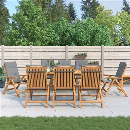 Non Communiqué Marron Lot De 8 Chaise Vidaxl Exterieur Pliable En Teck H. 104 Cm