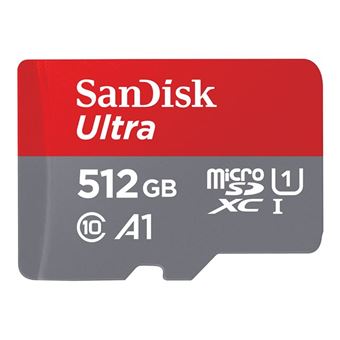 SanDisk Ultra - Carte mémoire flash (adaptateur microSDXC vers SD inclus(e)) - 512 Go - A1 / UHS Class 1 / Class10 - microSDXC UHS-I