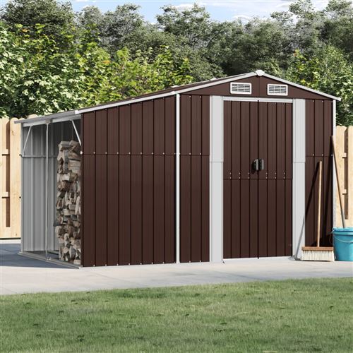 VIDAXL  abri de jardin marron 277x192,5x179 cm acier galvanis&eacute;