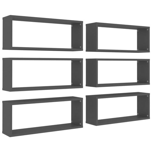 vidaXL Étagères cube murales 6 pcs Gris 60x15x23 cm Aggloméré