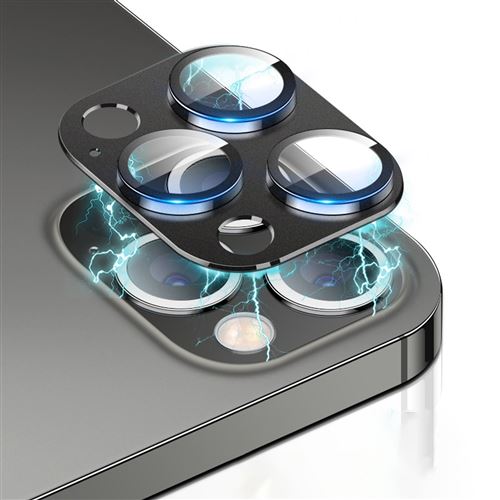 2PCS Protection Objectif pour iPhone 13 Frusde Verre Trempé + Alliage de Titane, Sans Bulles - Noir
