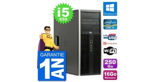 Pc tour hp 8100 intel core i5-650 ram 16go disque dur 250go windows 10 wifi
