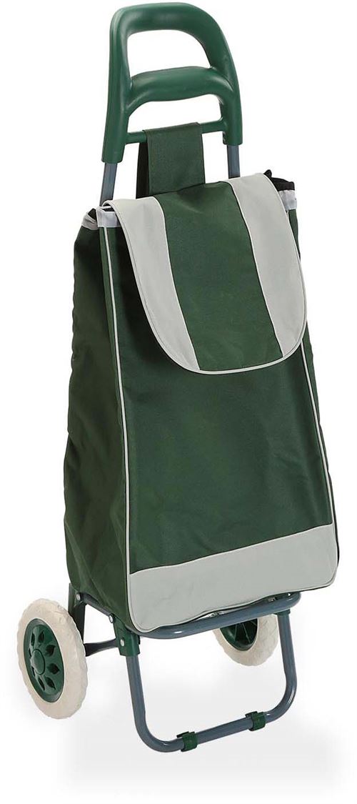 Versa - Chariot shopping en polyester 2 roulettes bicolores vert