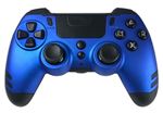 Steelplay Slimpack - Manette sans Fil 2,4 GHz, Compatible PS4/PS3/PC, Double Retour de Vibration, 4 palettes arrière programmables, Ergonomique et Confortable - Bleu