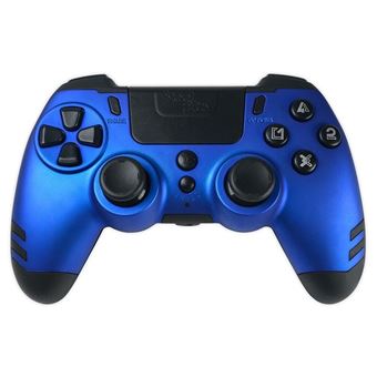 Steelplay Slimpack - Manette sans Fil 2,4 GHz, Compatible PS4/PS3/PC, Double Retour de Vibration, 4 palettes arrière programmables, Ergonomique et Confortable - Bleu