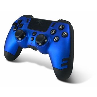 Steelplay Slimpack - Manette sans Fil 2,4 GHz, Compatible PS4/PS3/PC, Double Retour de Vibration, 4 palettes arrière programmables, Ergonomique et Confortable - Bleu