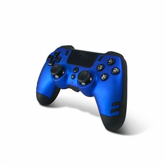 Steelplay Slimpack - Manette sans Fil 2,4 GHz, Compatible PS4/PS3/PC, Double Retour de Vibration, 4 palettes arrière programmables, Ergonomique et Confortable - Bleu