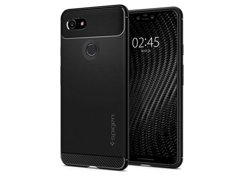 Spigen Rugged Armor - Achterzijde behuizing voor mobiele telefoon - thermoplastic polyurethaan (TPU) - matzwart - voor Google Pixel 3 XL