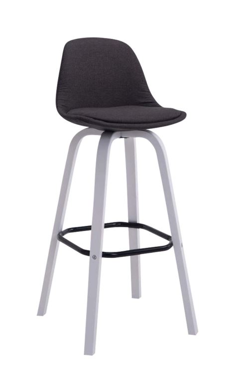 Tabouret de bar Avika tissu , Gris foncé/Blanc