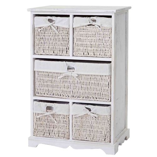 Commode Dundee, armoire à tiroirs, style shabby, vintage 90x60x30cm blanc