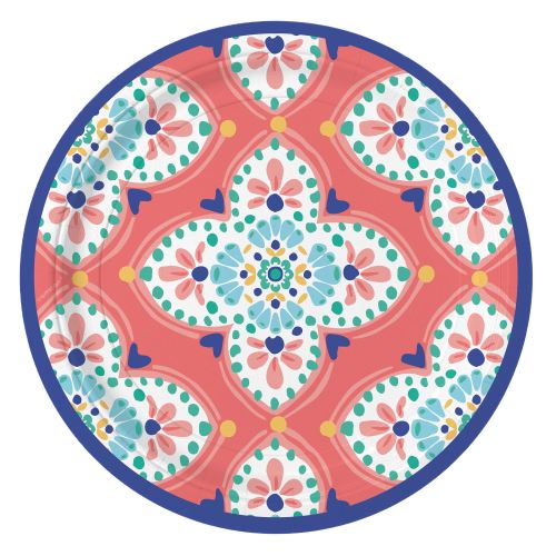 Amscan cartons de fête boho 18 cm carton rouge/bleu 8 pièces