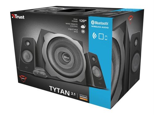 Trust GXT 38BT Tytan - Système de haut-parleur - pour PC - Canal 2.1 - sans fil - Bluetooth - 60 Watt (Totale)