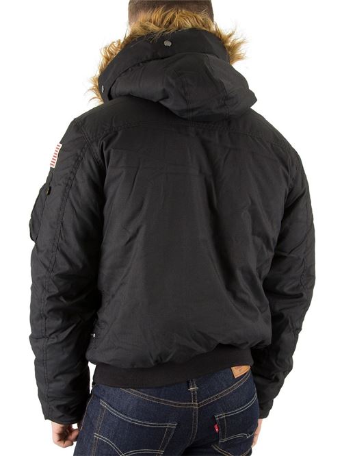 Alpha Industries Homme Veste polaire capuche en fourrure Noir