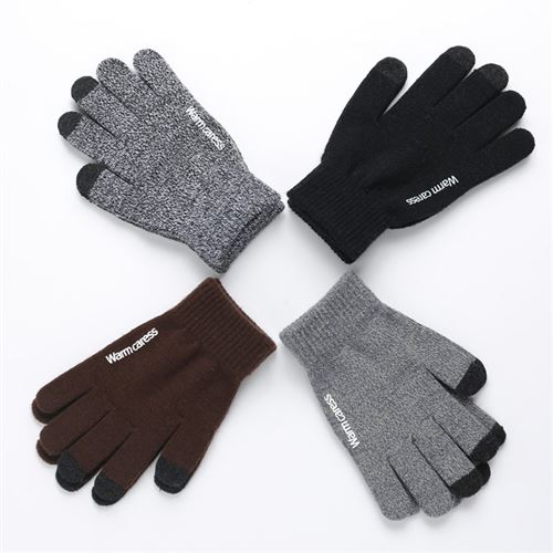 Gants Homme tactiles pour SONY Xperia C4 Smartphone Taille M 3 doigts Hiver (GRIS)