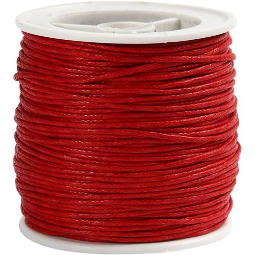 Creotime cordon de coton rouge 1 mm d'épaisseur 40 m