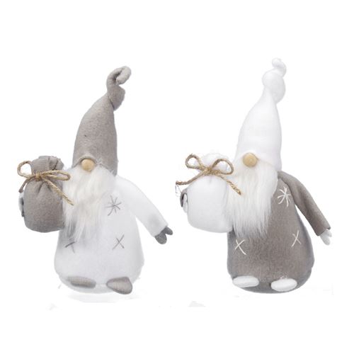 déco père noël debout gris blanc 34cm