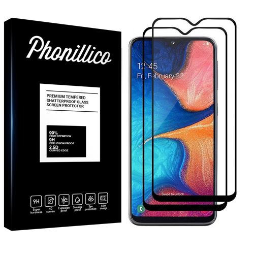 Verre Trempe pour Samsung Galaxy A20E [Pack 2] Film Transparent Bord Noir Vitre Protection Ecran Phonillico®