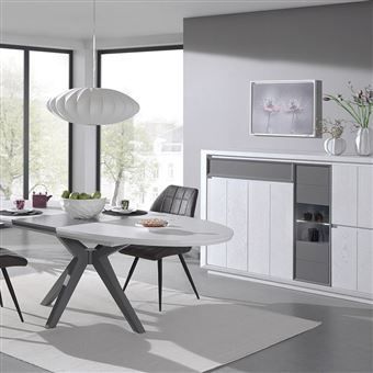 Nouvomeuble - Salle à manger moderne couleur bois blanc et ...