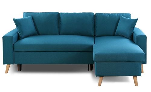 Canapé d'Angle MARIA SCANDINAVE Réversible et Convertible - Bleu