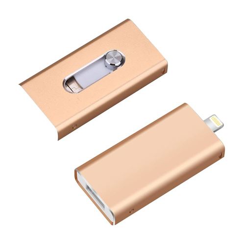 VSHOP® Clé USB iPhone 64Go USB 3.0 micro USB Flash Drive à l’Extension de Stockage et Transfert de Donnés de iOS Appareils et Mac PC Ordinateur, Or