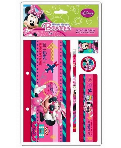 Set Papeterie 5 Pcs Minnie Mouse Trousse Regle Crayon Gomme Disney Scolaire