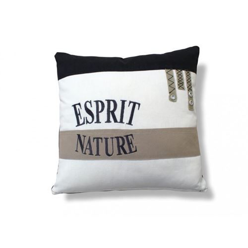 Coussin brodé en coton 40x40 cm ESPRIT NATURE