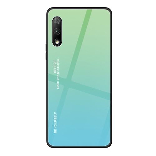 Coque en TPU verre hybride dégradé vert bleu pour votre Huawei Honor 9X