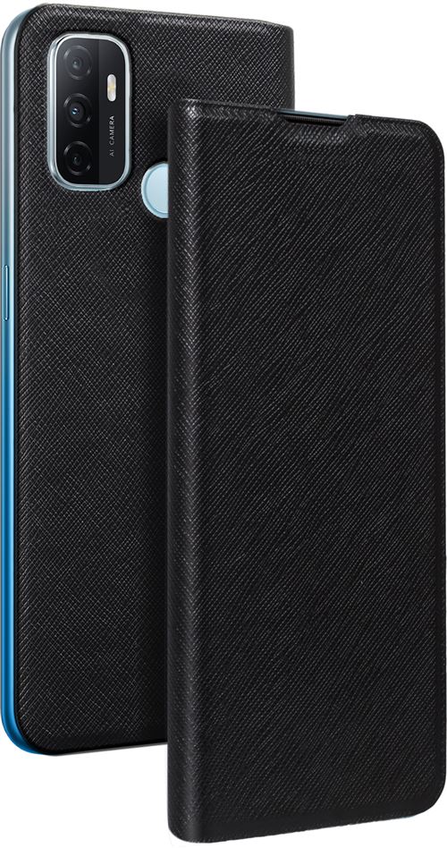 Bigben Connected folio - Flip cover voor mobiele telefoon - synthetisch - zwart - voor OPPO A53s