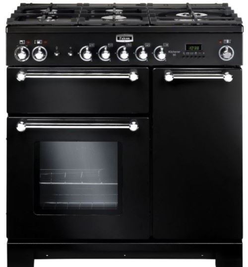 Falcon Kitchener 90 - Cuisinière (four à deux étages) - pose libre - largeur : 90 cm - profondeur : 60 cm - hauteur : 90 cm - noir mat