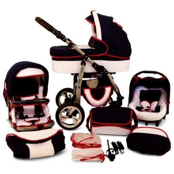 poussette trio noir et rouge