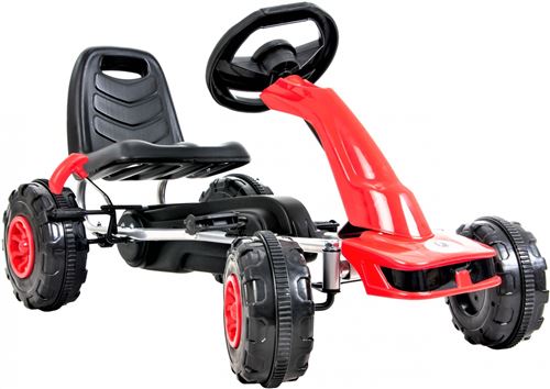 HyperMotion Go Kart à Pédales Enfant 3 à 6 ans Frein à Main 2 Modes de Conduite Avant & Arrière - Rouge