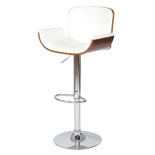 Tabouret de bar MENDLER HWC-B17, similicuir, aspect noix, rétro blanc