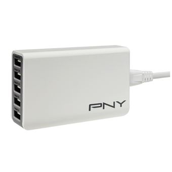 PNY Multi-USB Charger - Adaptateur secteur - 25 Watt - 2.1 A - 5  connecteurs de sortie (USB) - Union européenne - Chargeur pour téléphone  mobile - Achat & prix