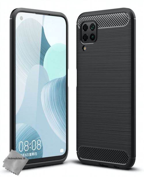 Coque silicone gel carbone pour Huawei P40 Lite avec film ecran - NOIR