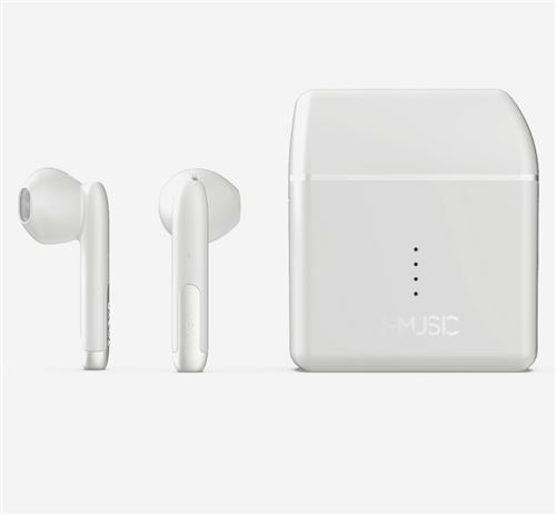 R-MUSIC MIRA - Werkelijk draadloze koptelefoon met micro - oordopje - Bluetooth - wit
