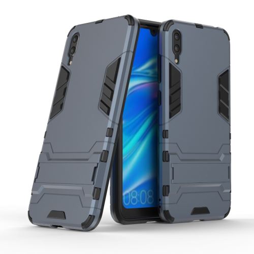 Coque en TPU combinaison de béquilles de protection contre le froid bleu foncé pour votre Huawei Enjoy 9/Y7 Pro (2019)