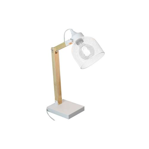 The Home Deco Light - Lampe de bureau style industriel métal et bois Blanc