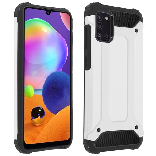 Coque Pour Samsung Galaxy A31 Design Relief Bi-matière Antichute Argent
