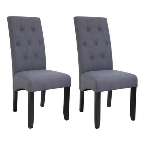 Cuba Lot De 2 Chaises De Salle A Manger En Tissu Gris - Contemporain - L 48 X P 42 Cm