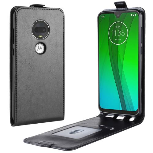 Etui en PU cheval fou flip vertical noir pour votre Motorola Moto G7/G7 Plus