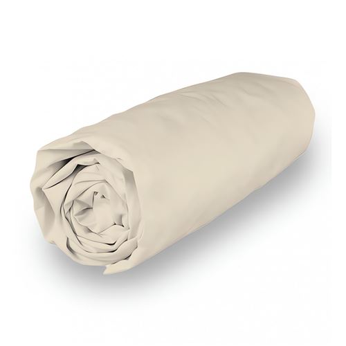 Drap housse en coton 160x200 cm PERCALE ecru, par Soleil d'ocre