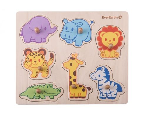 Everearth Puzzle forme animaux safari multicolore 7 pièces