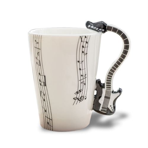 Totalcadeau Multi Tasse Anse En Guitare Noire Mug Porcelaine