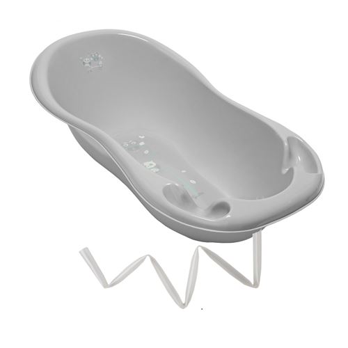 MonMobilierDesign Baignoire b&eacute;b&eacute; thermom&egrave;tre Gris Owls 102 cm + Tuyau